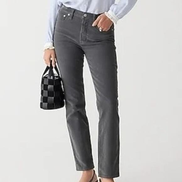 J. Crew Corduroy Vintage Slim Straight Stretch Cotton Pant Button Zip 26 Grey - Picture 1 of 15